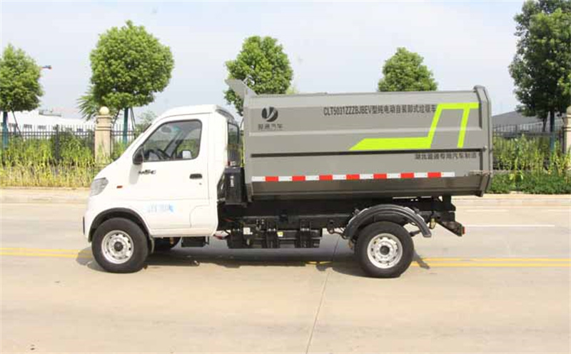东风牌小型挂桶纯电动垃圾车-东风新能源小型挂桶垃圾车